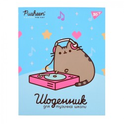 Щоденник для музичної школи "YES" / "Pusheen. Music cat" iнтегр., софт-тач + Уф-виб.