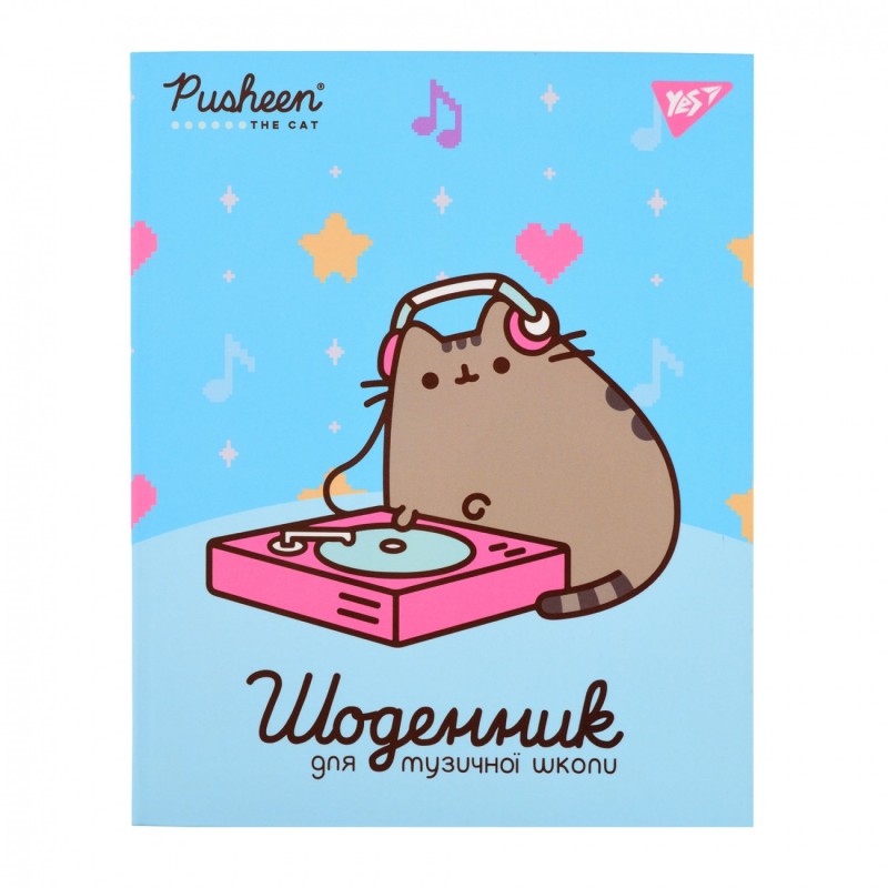 Щоденник для музичної школи "YES" / "Pusheen. Music cat" iнтегр., софт-тач + Уф-виб.