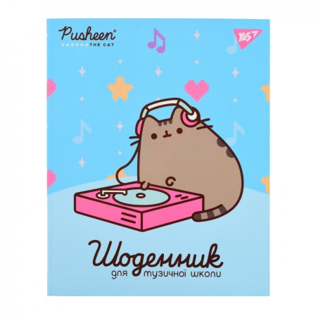 Щоденник для музичної школи "YES" / "Pusheen. Music cat" iнтегр., софт-тач + Уф-виб.