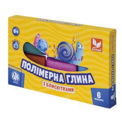 Полімерна глина "Школярик" 6 кол. з блискітками